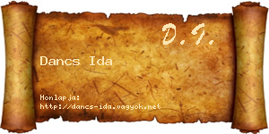 Dancs Ida névjegykártya