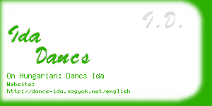 ida dancs business card